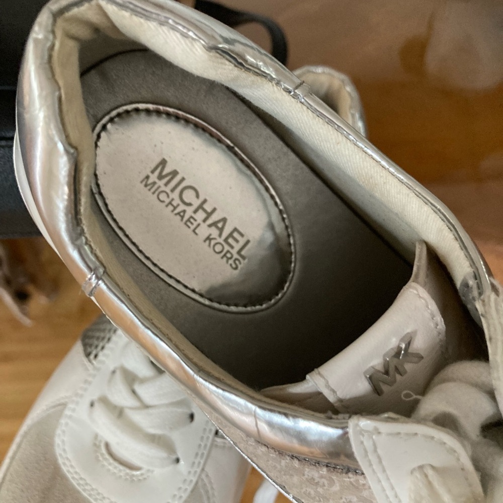 Michael Kors Silver and White Athletic Sneakers